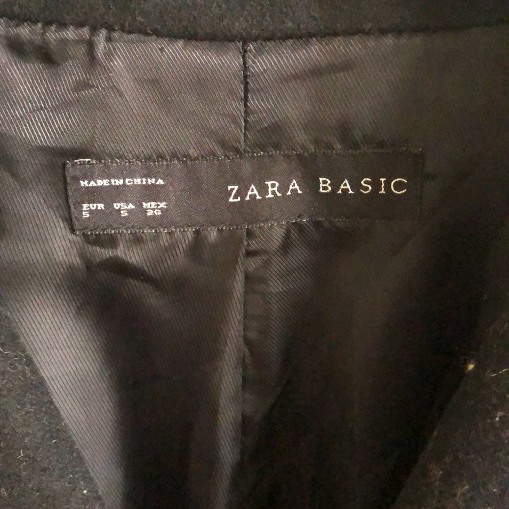 Zara Basic Black Wool Coat In Small - image 2
